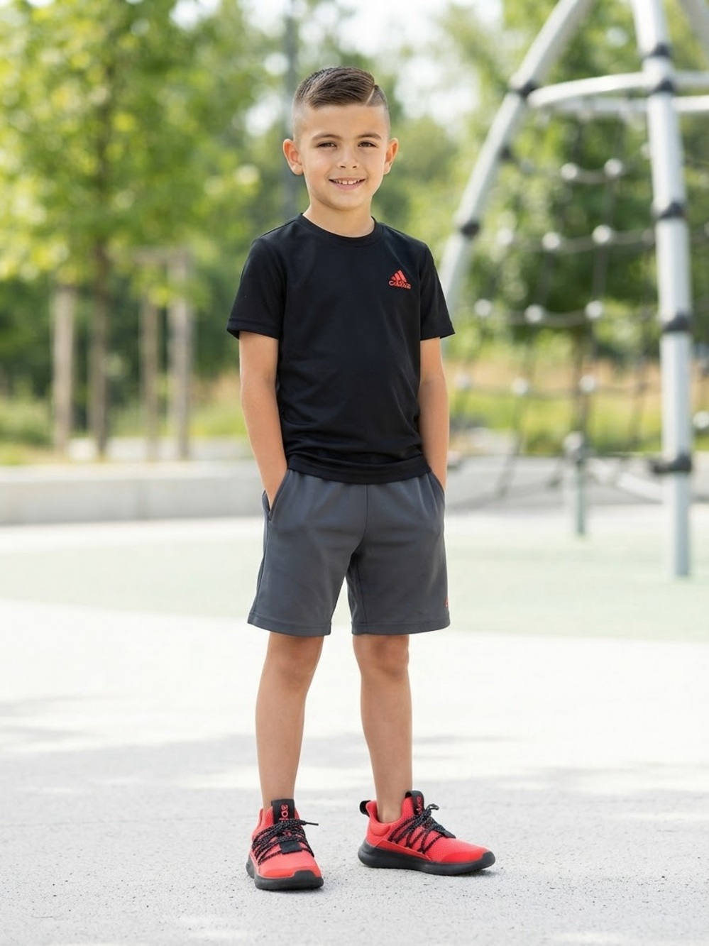 adidas Kids Red and Black Athletic Sneakers
